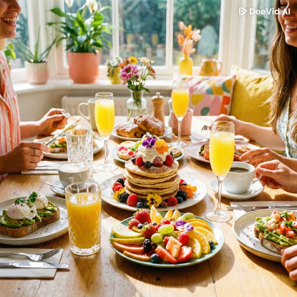 Deevid AI1枚目のAI画像生成結果。洋食の朝ごはん