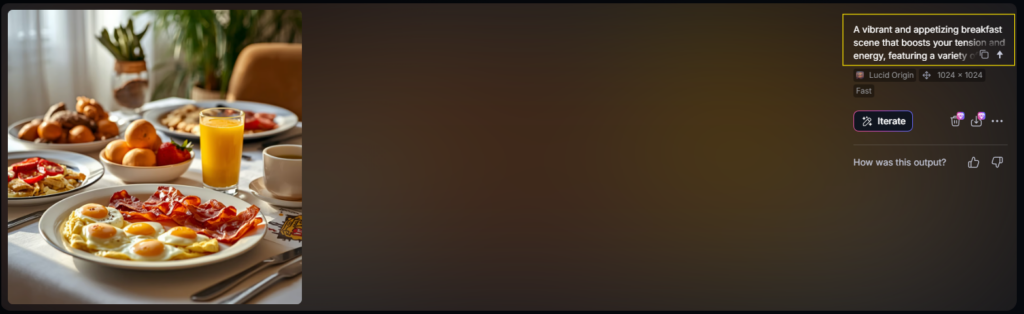 生成画像のリスト。い右側に見慣れぬ英文が書かれている。