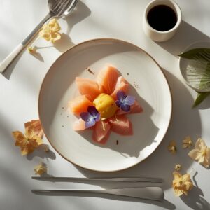 Leonardo.aiが作成した、おしゃれっぽいけど和食としては終わってる画像