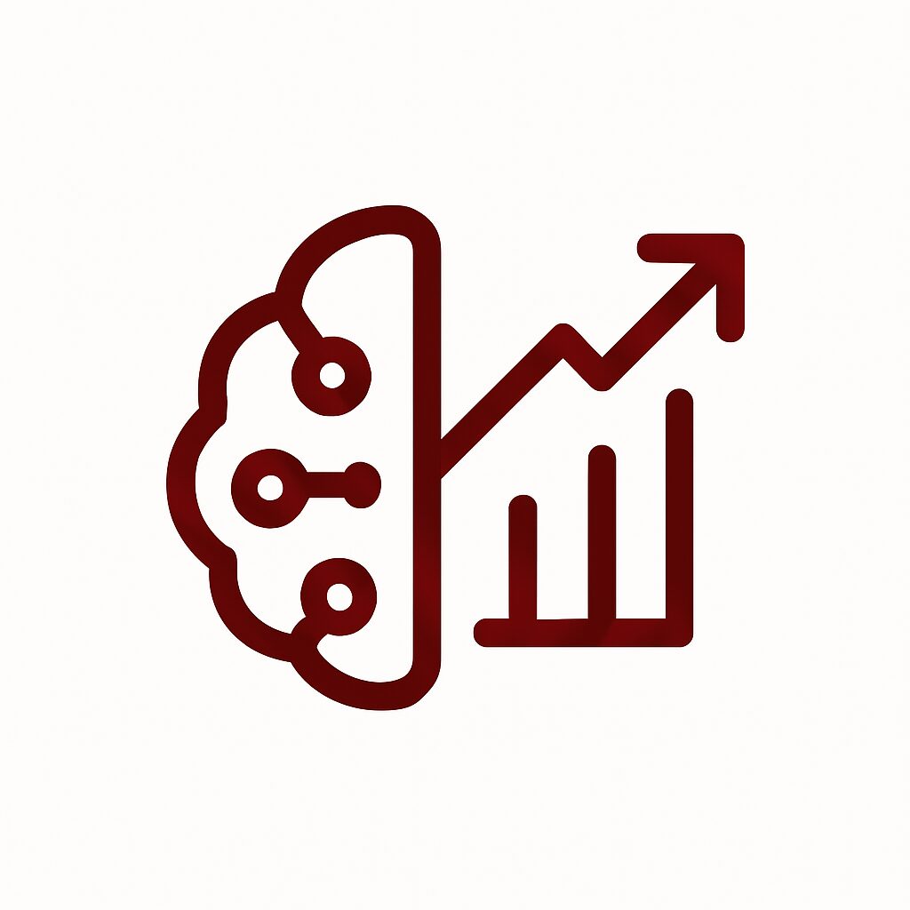 Copilot 1回目のAI画像生成結果。パターン2。左側に脳の抽象化されたデザイン、右上に伸びていく矢印。