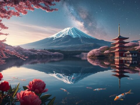 Day 012 [Canva AI] スタイル変更だけで逆さ富士がさらに華やかに