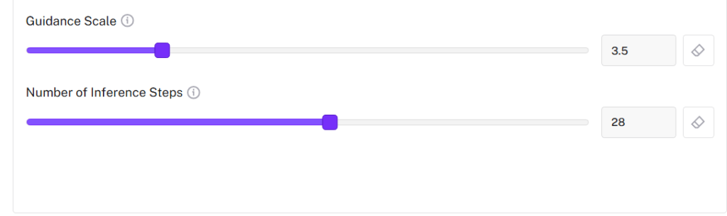 FLUX2の設定項目。Guidance Scale、Number of Inference Steps
