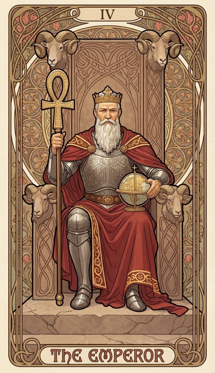 Day025[FLUX]ミュシャ風タロット第5弾「4：皇帝」