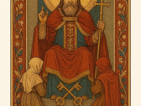 Day026[Copilot]ミュシャ風タロット第6弾「5：法王」